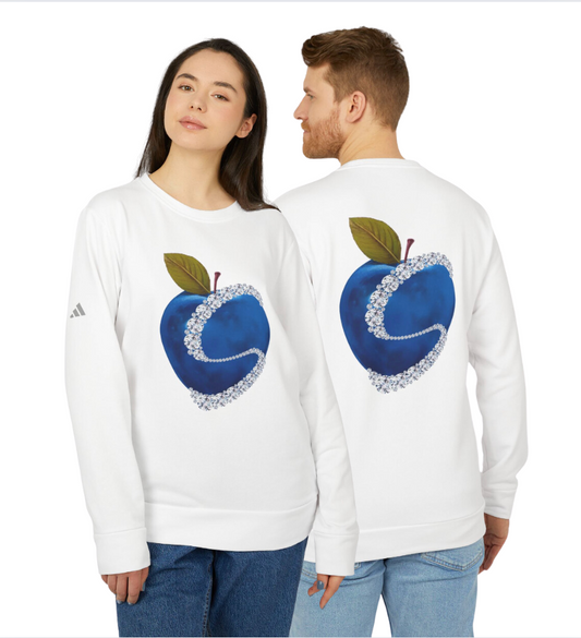 Apple Blue© Limited Edition Diamond Luxturnal© Adidas® Unisex Super Soft Deluxe Cozy Fleece Crewneck Sweatshirt