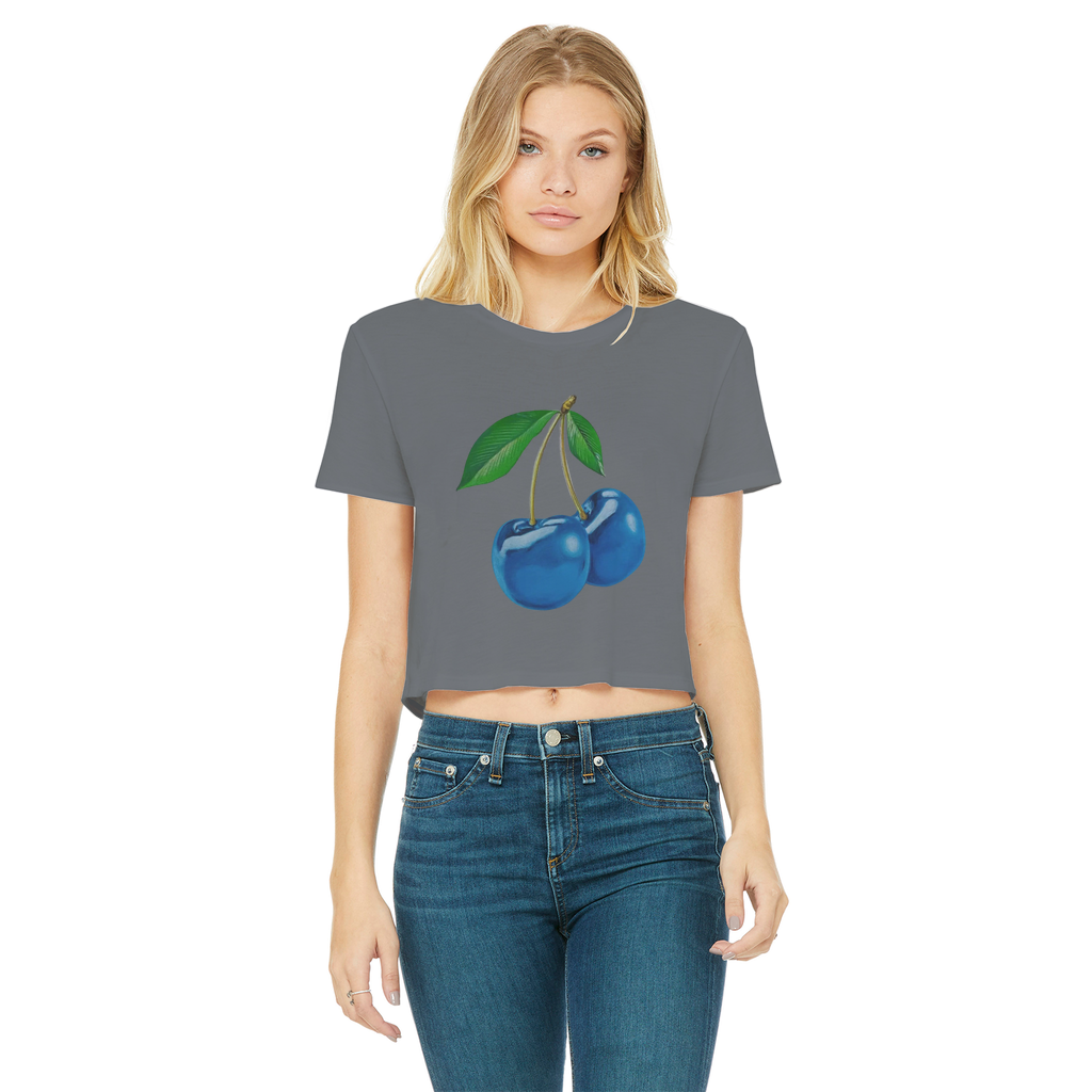 Blue Cherry© Women's Cropped Raw Edge T-Shirt