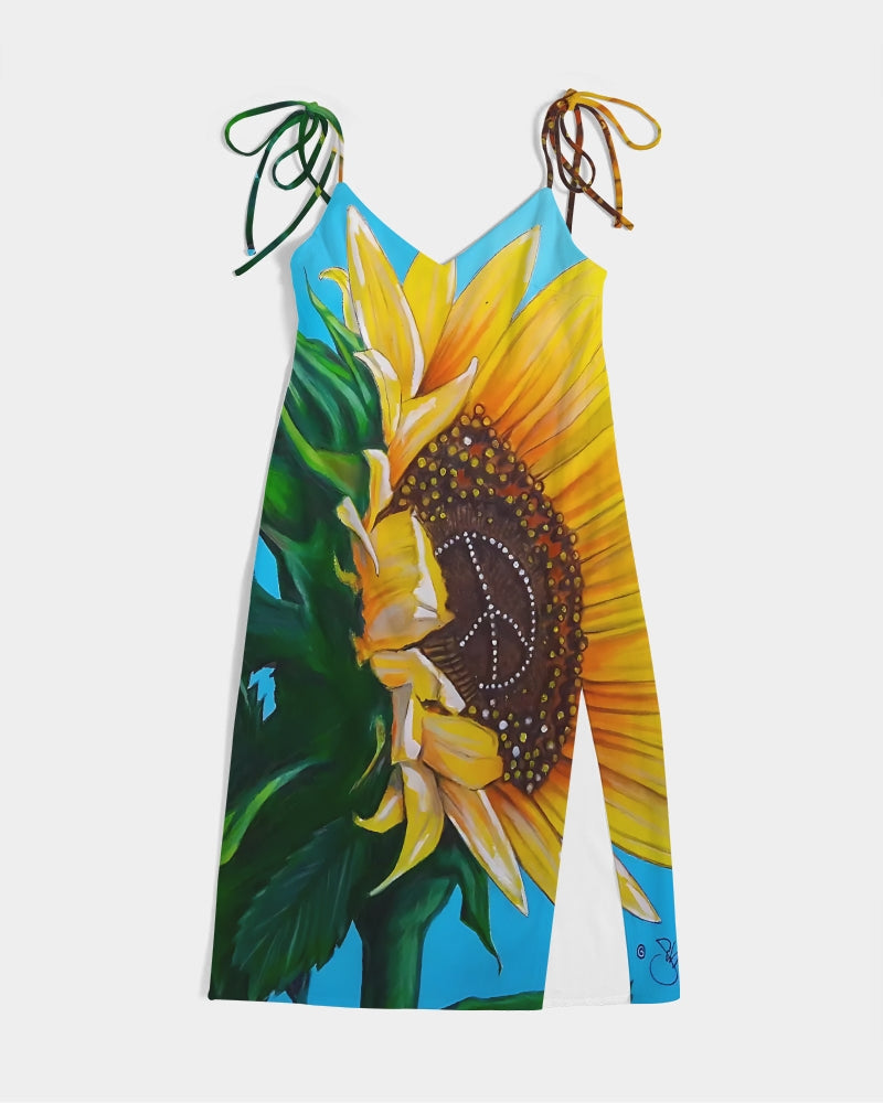 Sunflower Of Peace© Women's Stunning Euro Posh Tie Strap Split Dress Up To 2XL